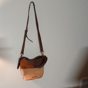 Steve Madden Brown and Tan Leather Crossbody Bag